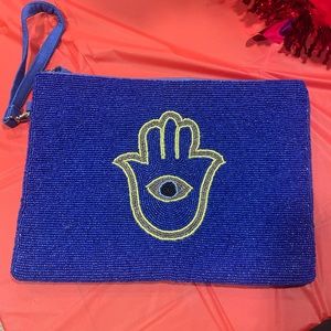 Evil eye clutch/wristlet/makeup bag